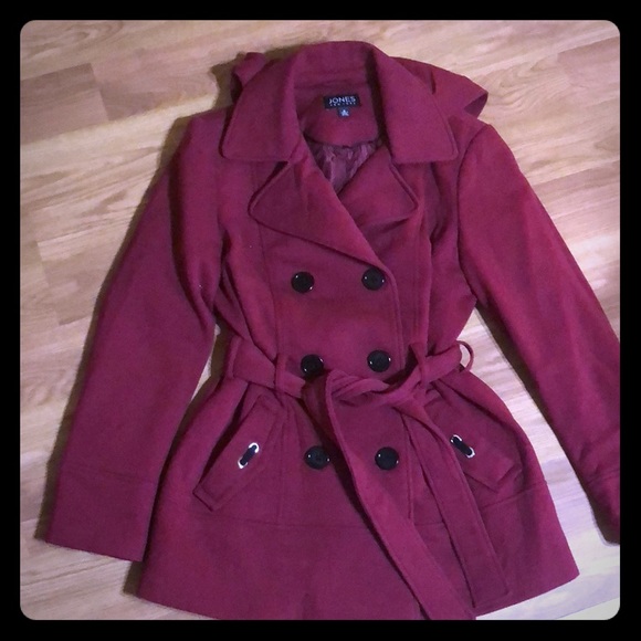 COPY - Super Cute Heavy Maroon Pea Coat size M - Picture 1 of 2